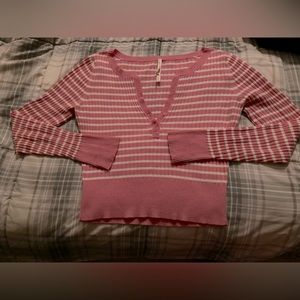 Sping!!! Retro Aeropastel pink and white striped sweater Size small